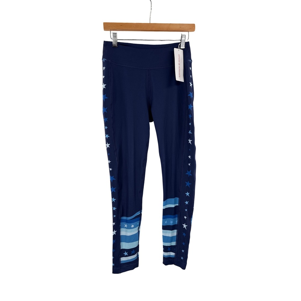 Krimson Klover‎ Sunshine Leggings Navy Blue Stars Stripes Recycled Poly Womens S
